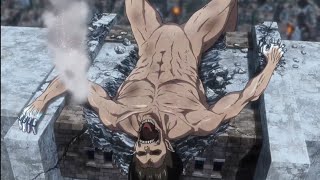 Eren got himself flung on the top of the wall