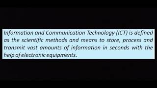 | Information and Communication Technology | | ICT | | Components Of Communication System | Part. 1