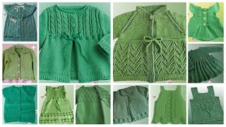 💚Latest Green Colour Sweater Frock And Cardigan Designs For Baby Girl💚