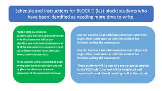 Classroom Supervisor Teacher Info for the Grade 9 EQAO Math Assessment  Video