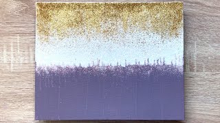 Abstract Acrylic Painting - Gold and White Glitter on Purple