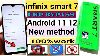 Infinix smart 7 frp bypass Android 12 latest | Infinix (X6517) google account bypass without pc| frp