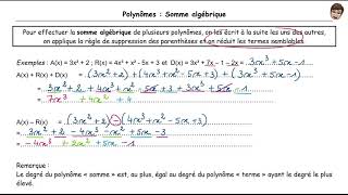 Polynômes - 3 - Somme algébrique - 3ème