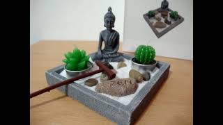 Jardín Zen Feng Shui C/ Figura Buda Vela Meditación Deco