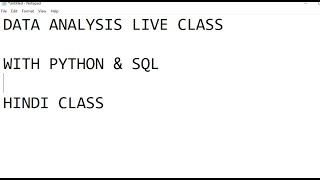 Data Analytics with Python and SQL - Live Class Hindi - Day 1 Introduction