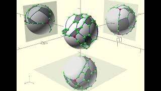 More than half of C60 fullerene vertices spring embedded, OpenSCAD with 3 mirrors, 1"/step @30fps