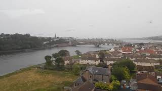 LNER Azuma train, on  the Royal Border Bridge, at Berwick upon Tweed, August 2023.