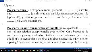 TCF/TEF EXPRESSION ORALE EO CANADA/FRANCE TACHE 1: Les 3 questions les plus communs partie 1