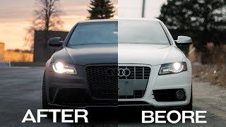 Audi B8 S4 Krazy Transformation | Satin Black Wrap and RS4 Conversion