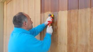 Stripping varnish from garage doors