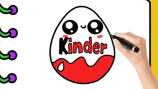 Como Dibujar un HUEVO KINDER KAWAI Paso Paso Fácil | Mapi Art Sketch