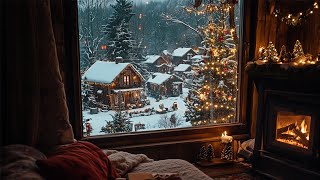 A Cozy Christmas Night In A Winter Wonderland🎄 Snowfall Winter Ambience With Crackling Fireplace