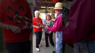 Mom and "little Pat" sing. Pumpkin picking. 2016