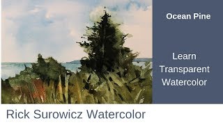 Watercolor Tutorial, "Ocean Pine"  Transparent Wateercolor Narrated Tutorial