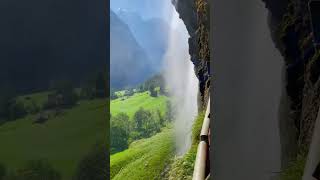 Beautiful waterfall and valley view #switzerland%swiss #waterfall #valley #shorts #short #shortvideo