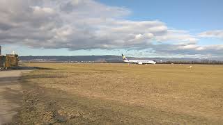 Bratislava airport (BTS) | Ryanair, taxi and take off Boeing 737-800 (winglets) FR5001