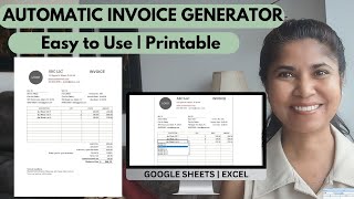 Invoice Generator Easy Automatic Printable Invoice template 100 Products Excel Google Sheets