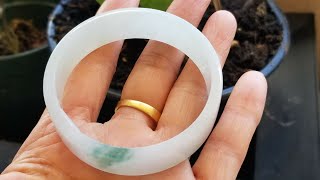 Burmese Myanmar A-Grade Jadeite Jade Bangle 53mm