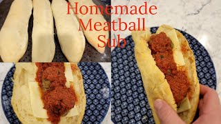 Homemade Meatball Sub #meatballsub #meatballs #bread #homemade #subs #subscribe