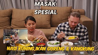 MASAK NASI KUNING, IKAN GORENG & KANGKUNG‼️BULE BILANG ENAK BANGET‼️