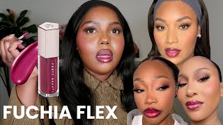 Trying the NEW Fenty’s Fuchsia Flex Gloss Bomb ON DARK SKIN