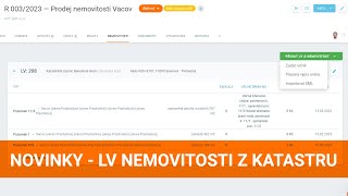 Evolio 2022.3.4 - Načtení výpisu LV z Katastru nemovitostí