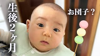 まん丸お顔がお団子みたい🍡初めての予防接種で大泣きしちゃった💦【生後2ヶ月】