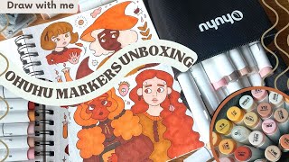 Ohuhu skin tone markers unboxing  + Draw witches with me | (first impressions/mini review)✨