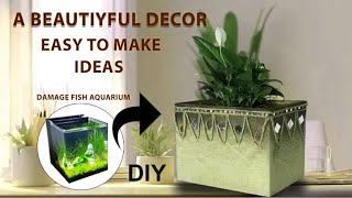 _"DIY Recycled Fish Aquarium Glass Flower Vase | Creative and Sustainable Home Decor"