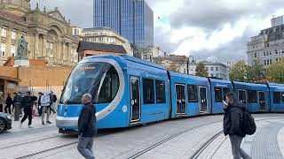 Slow motion.  Birmingham Metro/tram in operation October 24.