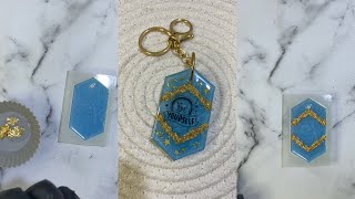 Resin keychain idea - stickers, gold foil and nail charms