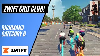 Can I Finish Top 10 in a Cat B Zwift Race?!? // Richmond Fan Flats // Zwift Crit Racing Club