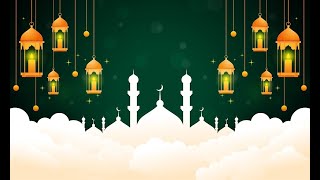 رمضان اهلاً مرحباً رمضان  مع وقت شروق الشمس مع النخيل والسماء الصافيه