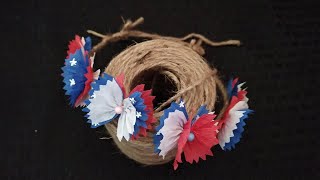 July 4th crown with crepe paper/ DIY jute yarn crown with crepe paper/ Lovely crown