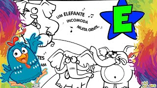 Colorindo letra E de Elefante - Galinha Pintadinha| Desenhos infantis CRIATIVOS