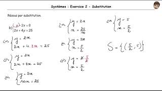 Systèmes - 7 - Substitution - Ex 2 pg 5 - 3ème