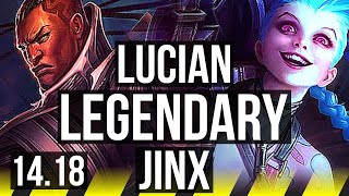 LUCIAN & Pyke vs JINX & Lulu (ADC) | 22/1/5, Legendary, Quadra | EUW Master | 14.18