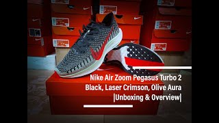 Nike Zoom Pegasus Turbo 2 | Black, Laser Crimson, Olive Aura | Unboxing & Overview