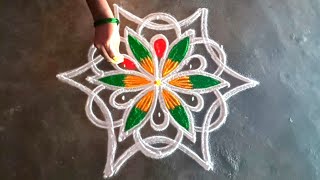 Aanimadham special simple lotus flowerangoli/easyrangoli/festivalrangoli/muggulu/gokulramya kolangal