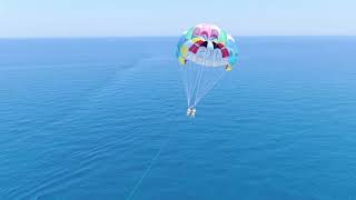 Parasailing drone footage from Aris Water Sports