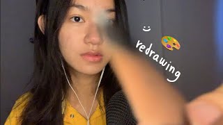 ASMR Thai Redrawing And Painting Your Face 🎨✒️ มาวาดหน้าเเละระบายสีหน้าของคุณใหม่กัน