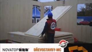 A modern wooden house - construction of the first floor of the house