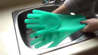 Dishwashing Magic Silicon Gloves | Scrubber Washing Gloves