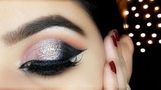 Cut Crease Eye Makeup Tutorial in Urdu/Hindi/Pink glitter Cut Crease tutorial for beginners