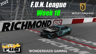 WonderDads Gaming:iRacing 2022 F.U.N. League Nascar Cup Season Week 18 Richmond