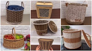 7 Diy Storage Baskets Out Of Wood Sticks & Rope/ Diy Organizer Basket#diybasketسلال يدويه