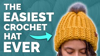 How to Crochet The EASIEST Hat EVER! #shorts