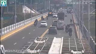 una moto y una bicicleta chocaron sobre el puente Lucas Córdoba