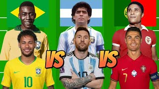 Pele & Neymar 🆚 Messi & Maradona 🆚 Ronaldo & Eusebio 🔥💪😲 (3vs3)