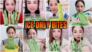 EATING CRUNCHY ICE WITH HEAVY MATCHA POWDER ONLY BITES ASMR